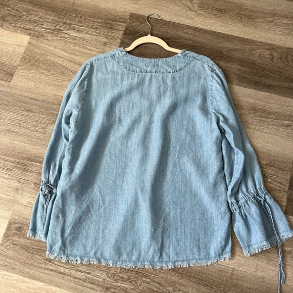 Rails Zimi chambray denim frayed tie sleeve top small - Picture 7 of 11
